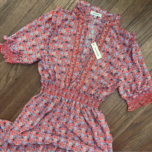 Max Studio Maxi Dress Elbow Length Sleeve Tiered Floral Print Size Small - Picture 2 of 13